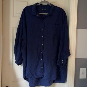 Zara navy blue shirt dress size medium